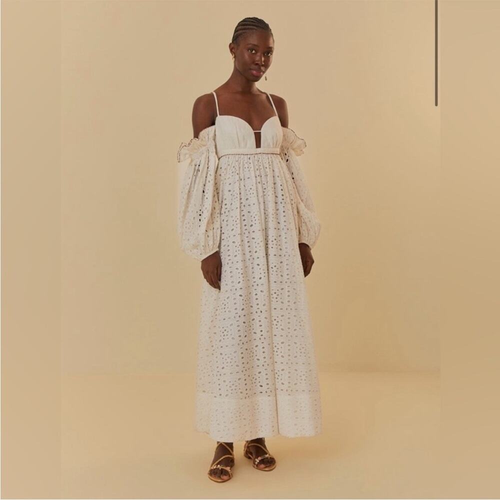 NWT Farm Rio Off-White 3D Flower Maxi Dress Size Medium - Picture 4 of 9